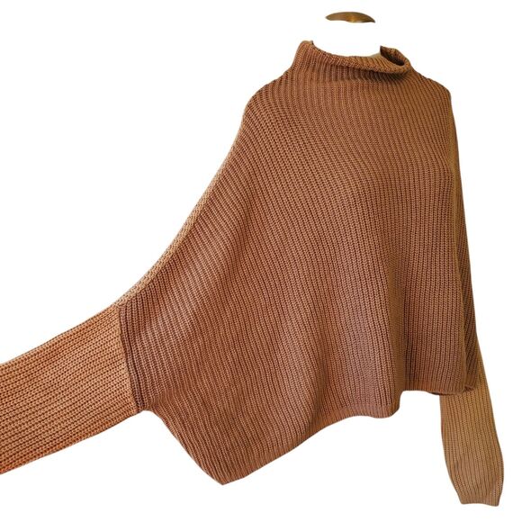 Prettylittlething Sweater Small Color Blocked Oversized Cropped Mock Turtleneck - Picture 4 of 7